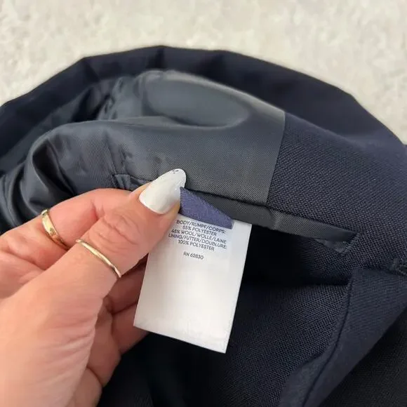 Lands End Little Boys Navy Blue 2 Button Blazer Sz 5 Wool Blend Preppy - Picture 6 of 6